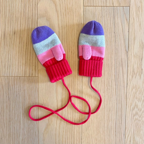 Hanna Andersson Fleece-Lined Colorful Striped Knit Baby Mittens XS (3-12 Mos) - Picture 1 of 5